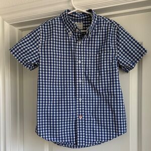 Crewcuts boys blue gingham poplin short sleeve button down